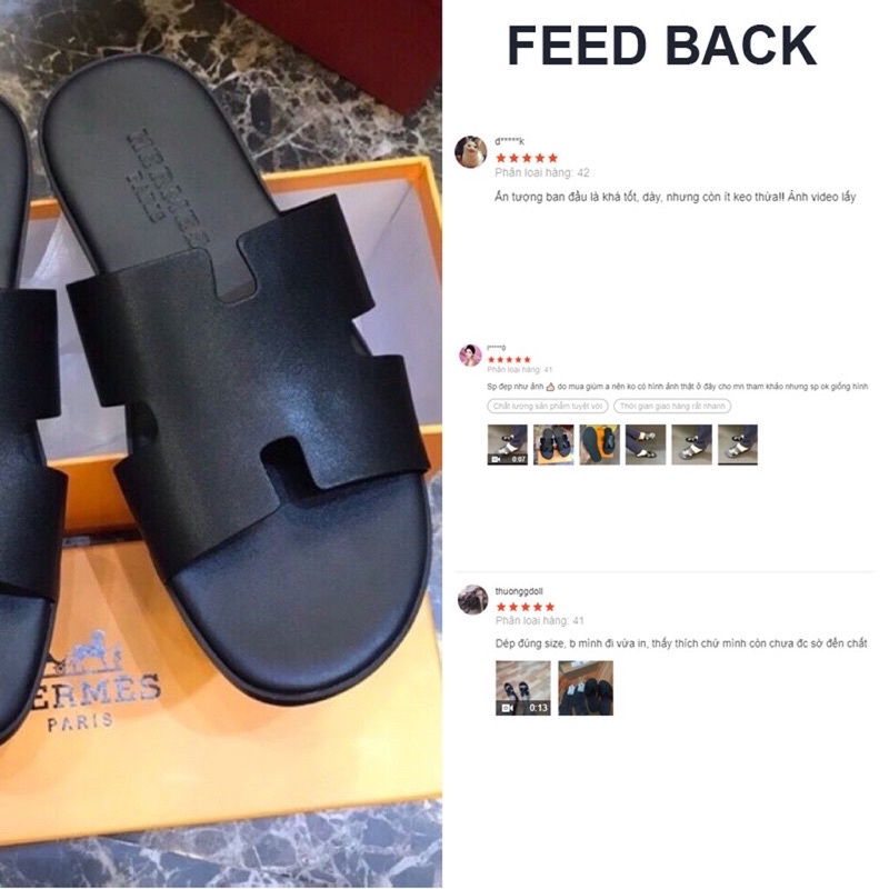 Dép quai ngang nam hình chữ H da bò hai lớp da và lót bền đẹp.Hải Anh Shop