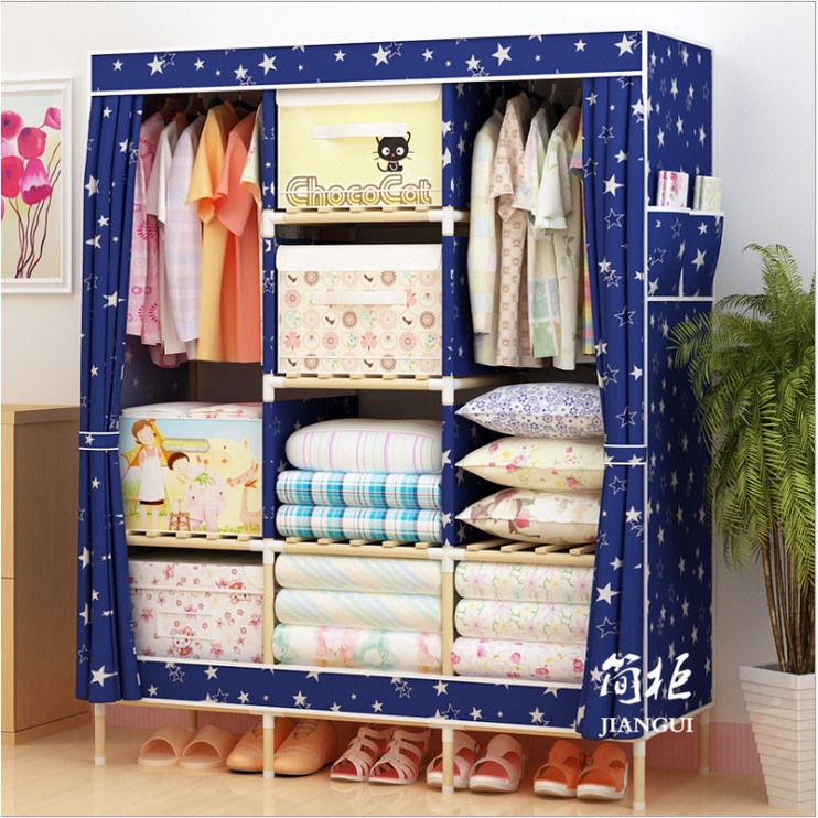 Tủ treo quần áo💥FREESHIP💥 3 buồng 8 ngăn size 1.3m*1.7m*0.45m khung gỗ cao cấp