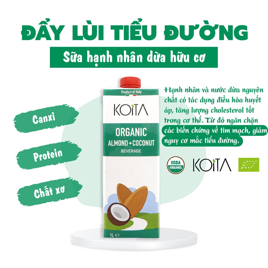 Sữa dừa hạnh nhân hữu cơ Koita (1 Lít)