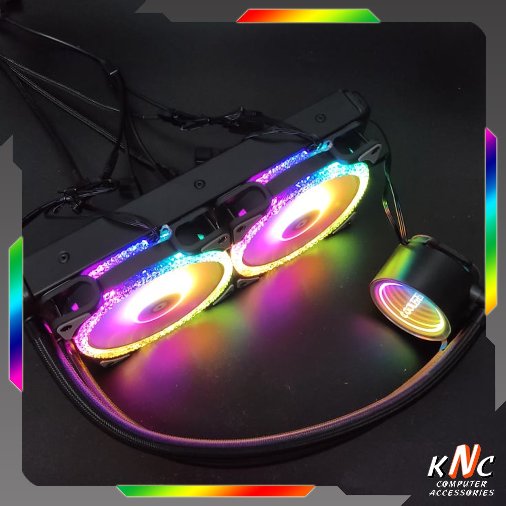 Tản Nhiệt Nước CPU AIO 240mm Led ARGB Đồng Bộ Màu Mainboard Hub Coolmoon 2 Phiên Bản Đen