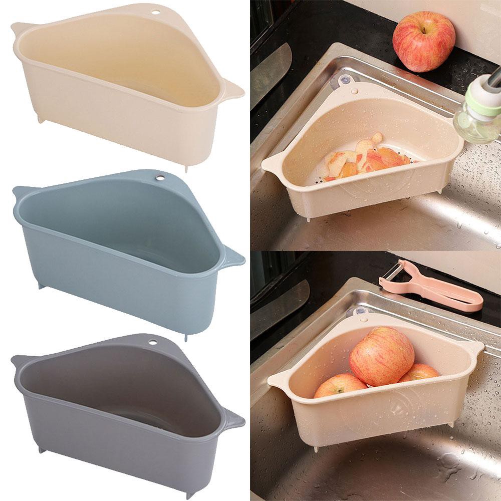 Giá Đỡ Đa Chức Năng Hình Tam Giác Có Giác Hút Để Ráo Nước Cho Nhà Bếp