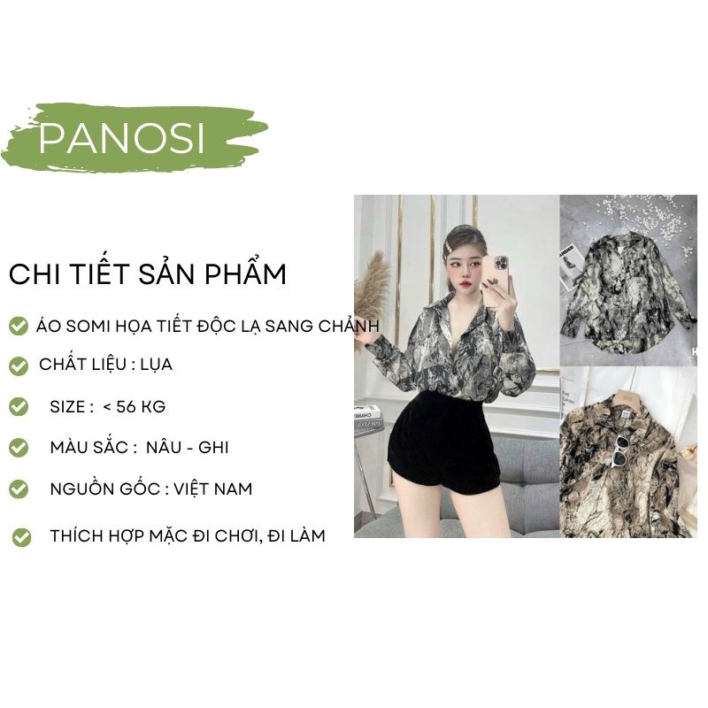 Áo sơ mi nữ họa tiết độc lạ sang chảnh chất lụa mềm mát