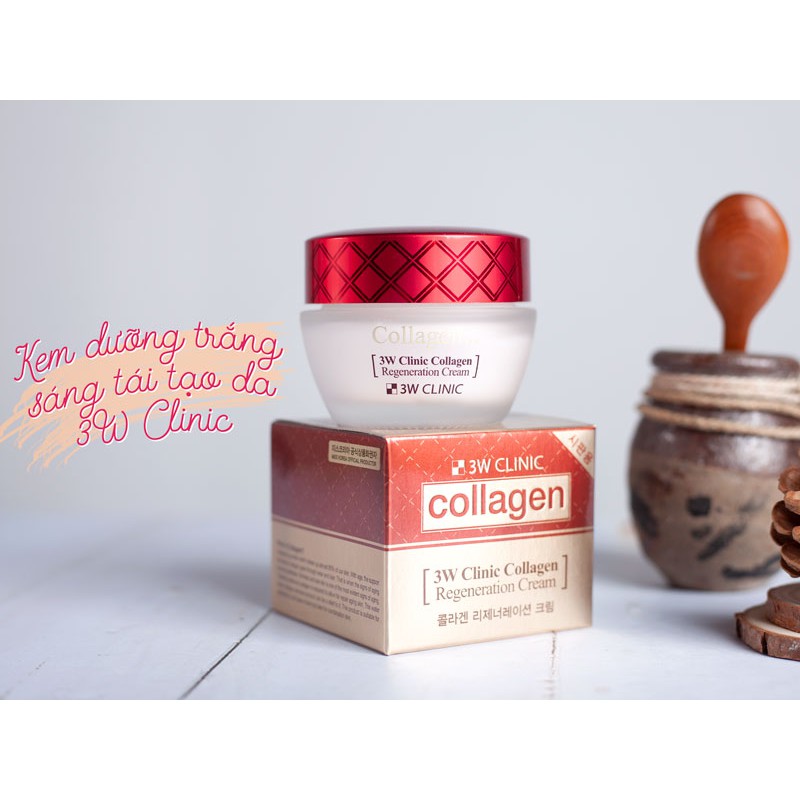 Kem dưỡng da săn chắc chống lão hóa Collagen 3W CLINIC COLLAGEN REGENERATION CREAM 60g - Hàn Quốc Chính Hãng