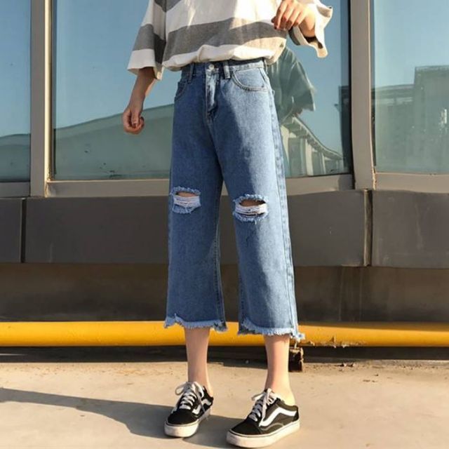 Hàng Sẵn_Quần jeans rộng chân ulzzang