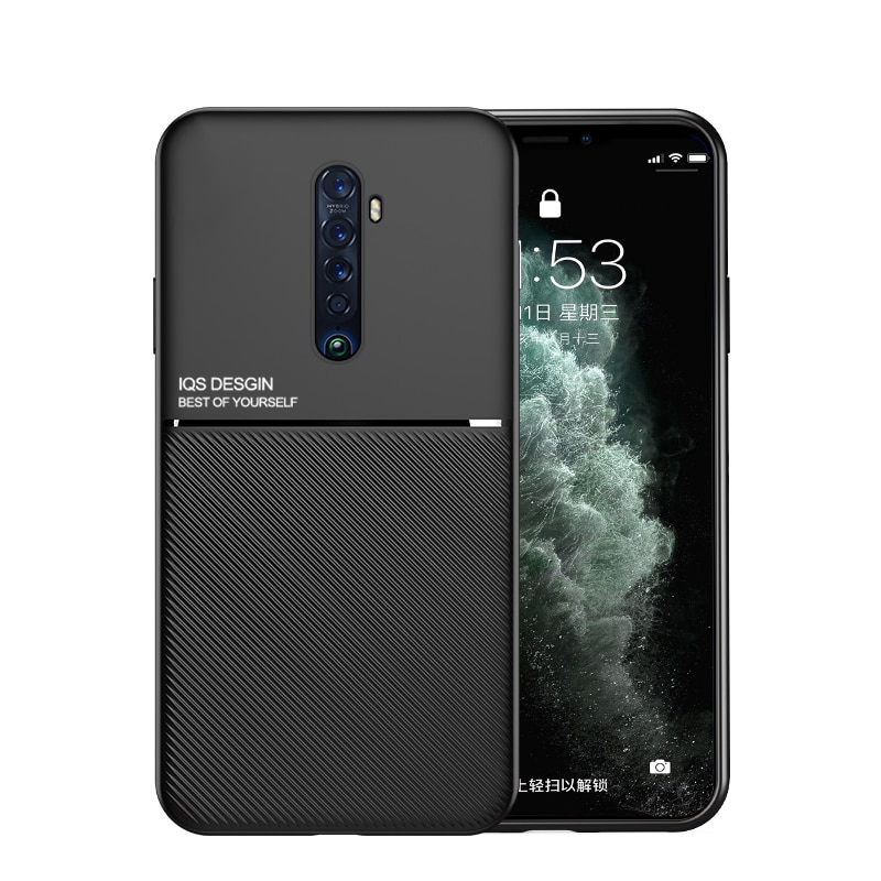 Oppo Reno 2 Casing Shockproof Soft Silicone Skin Back Case【Build In Magnetic Sticker 】Support Car Holder Protective Cover