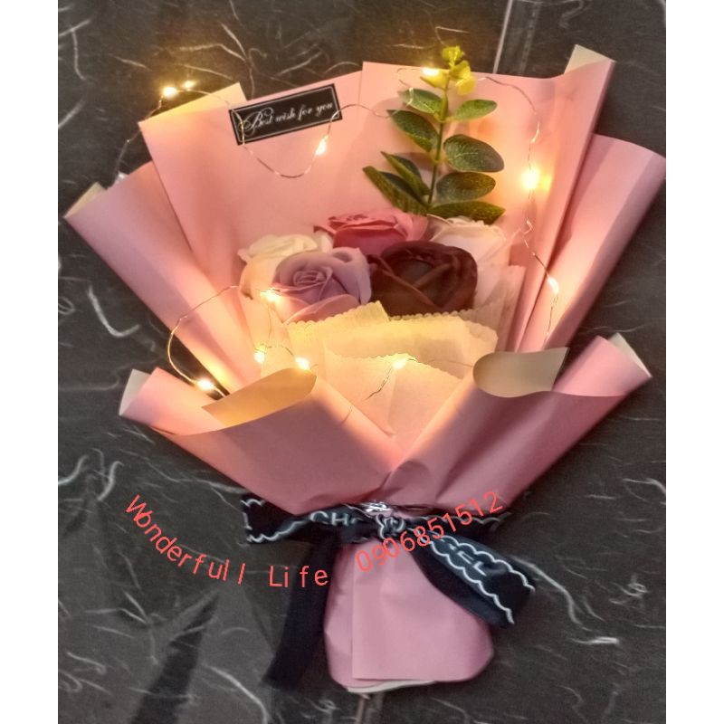 Bó hoa sáp mix màu hồng nude, có đủ màu ( Ship Now) | BigBuy360 - bigbuy360.vn