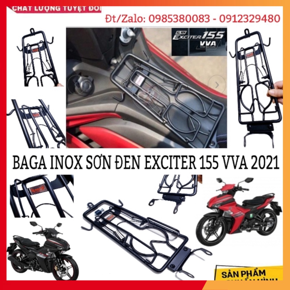 Baga Giữa EX155 Và EX155 VVA  Cao Cấp INOX Sơn Đen Tĩnh Điện Dày 10 Ly Chắc Chắn Mẫu Mới 2021 (ảnh thực