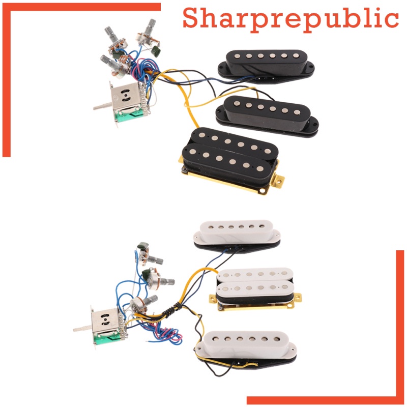[SHARPREPUBLIC] Prewired 6 String Guitar Single Coil Pickup Humbucker Pickup Harness White