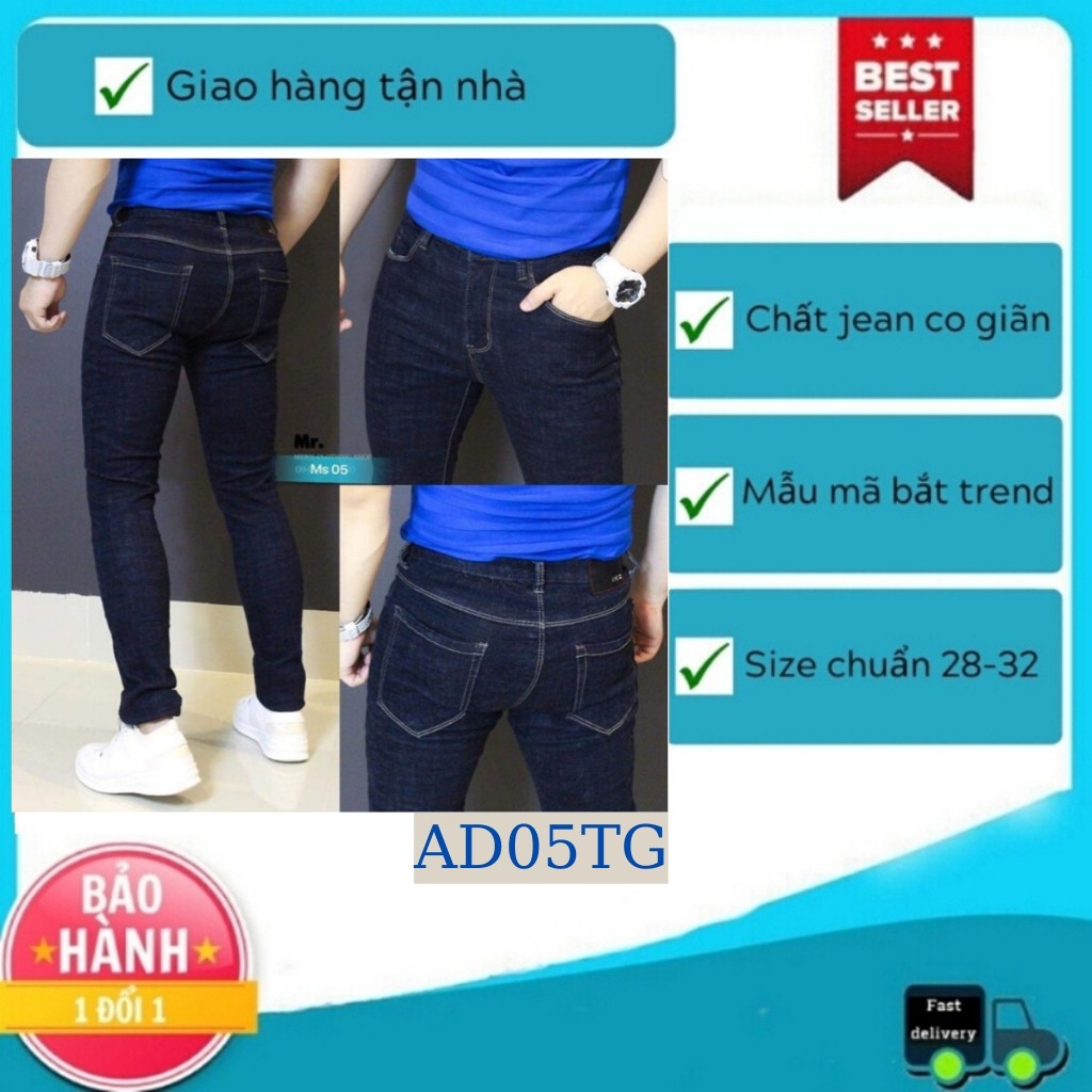 Quần Jean Nam Chất Bò VNXK AD05TG Xanh Trơn Cao Cấp Trẻ Trung Cá Tính (44-70KG) | BigBuy360 - bigbuy360.vn