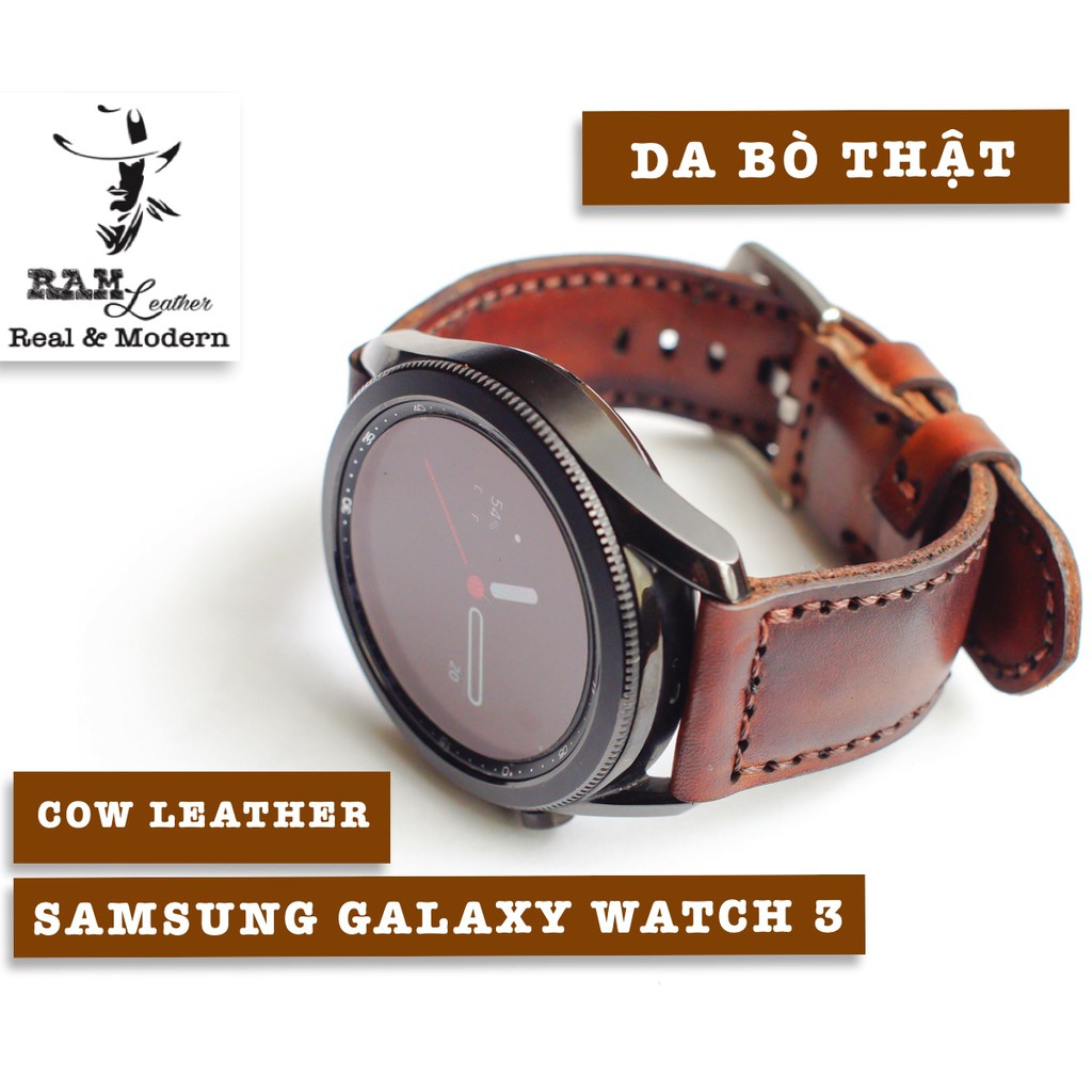 Dây samsung galaxy watch da bò thật 22mm handmade bền chắc cao cấp RAM Leather - tặng khóa chốt và cây thay dây