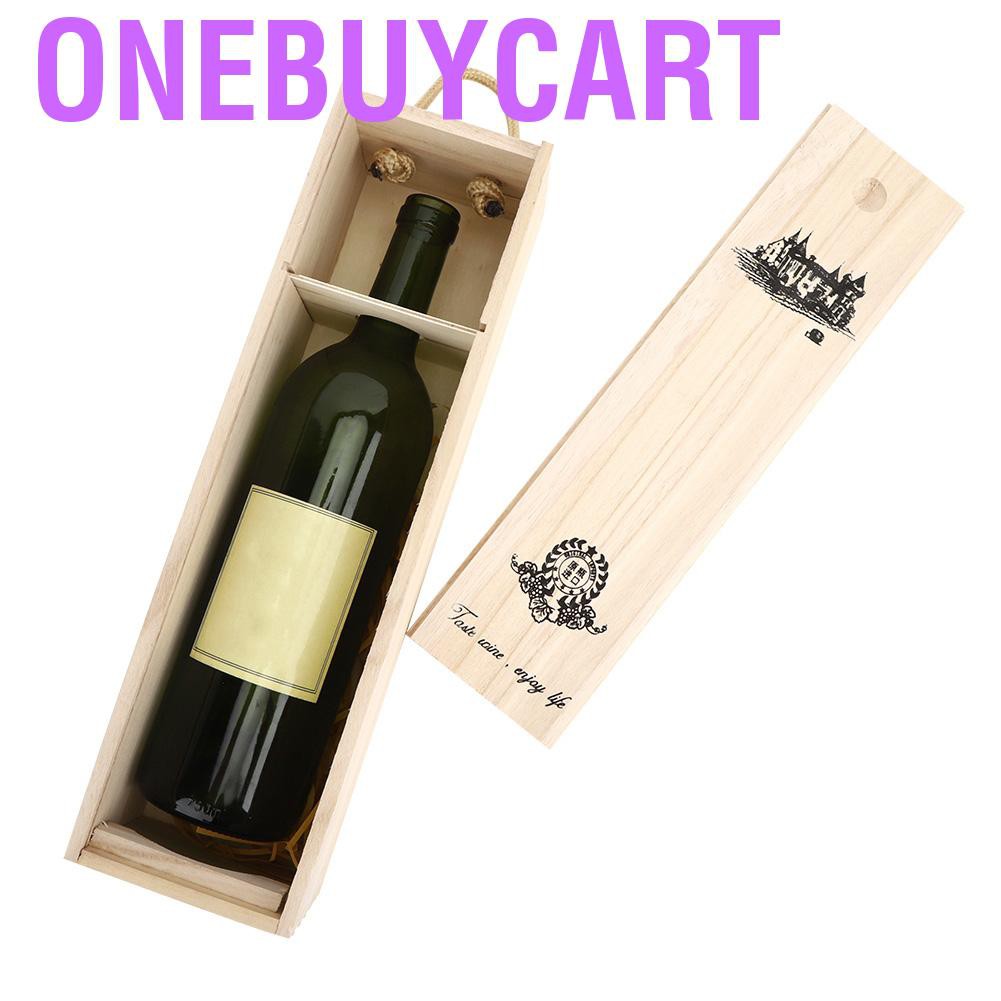 Onebuycart Retro Red Wine Bottle Box Portable Delicate Wooden Storage Container Gift Cas HG