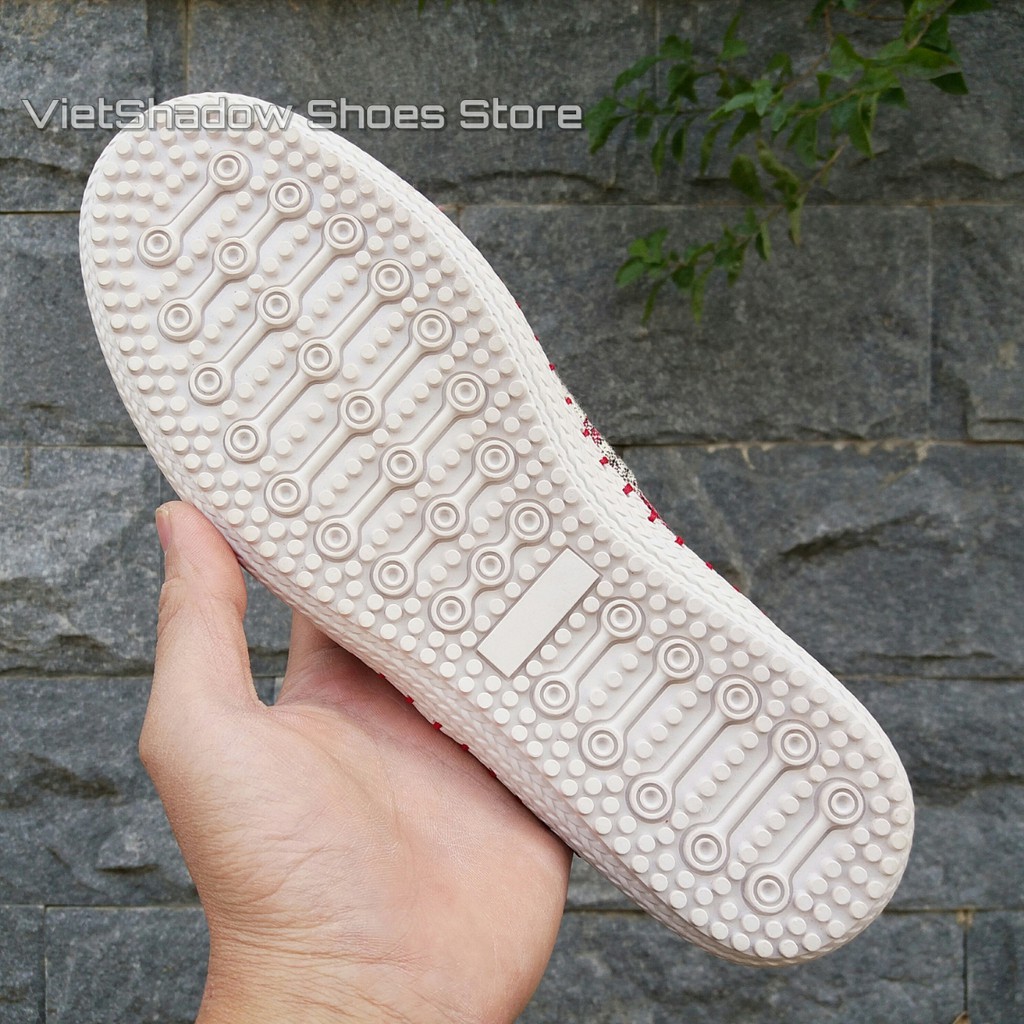Slip on nam | Giày lười vải đế khâu, họa tiết vân mây đỏ - Mã SP: ZR-v.đ | BigBuy360 - bigbuy360.vn