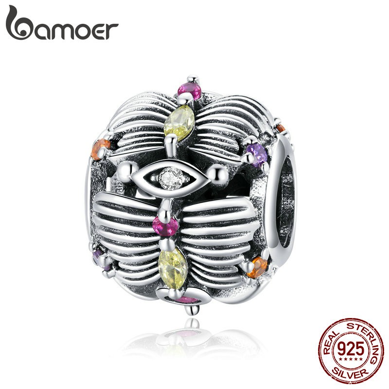 Hạt Charm Bamoer SCC1684 Bằng Bạc 925 Thật Hình Hoa Nở Dùng Cho Vòng Tay Tự Làm