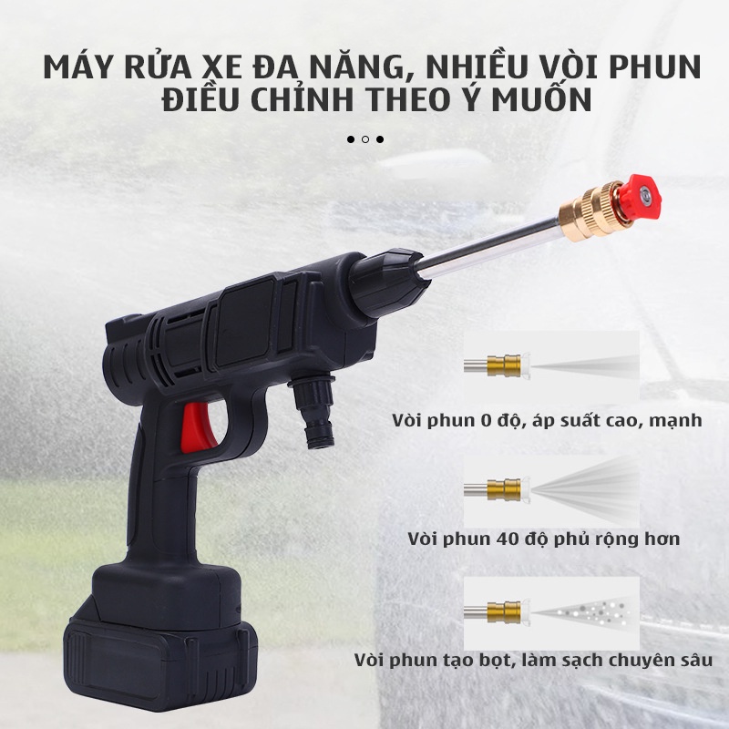 Máy Rửa Xe Mini Dùng Pin 24VF 48VF Cầm Tay Đa Năng Súng Xịt Tạo Bọt Tuyết Phù Hợp Rửa Xe Ôtô Xe Máy Phun Xịt Trừ Sâu