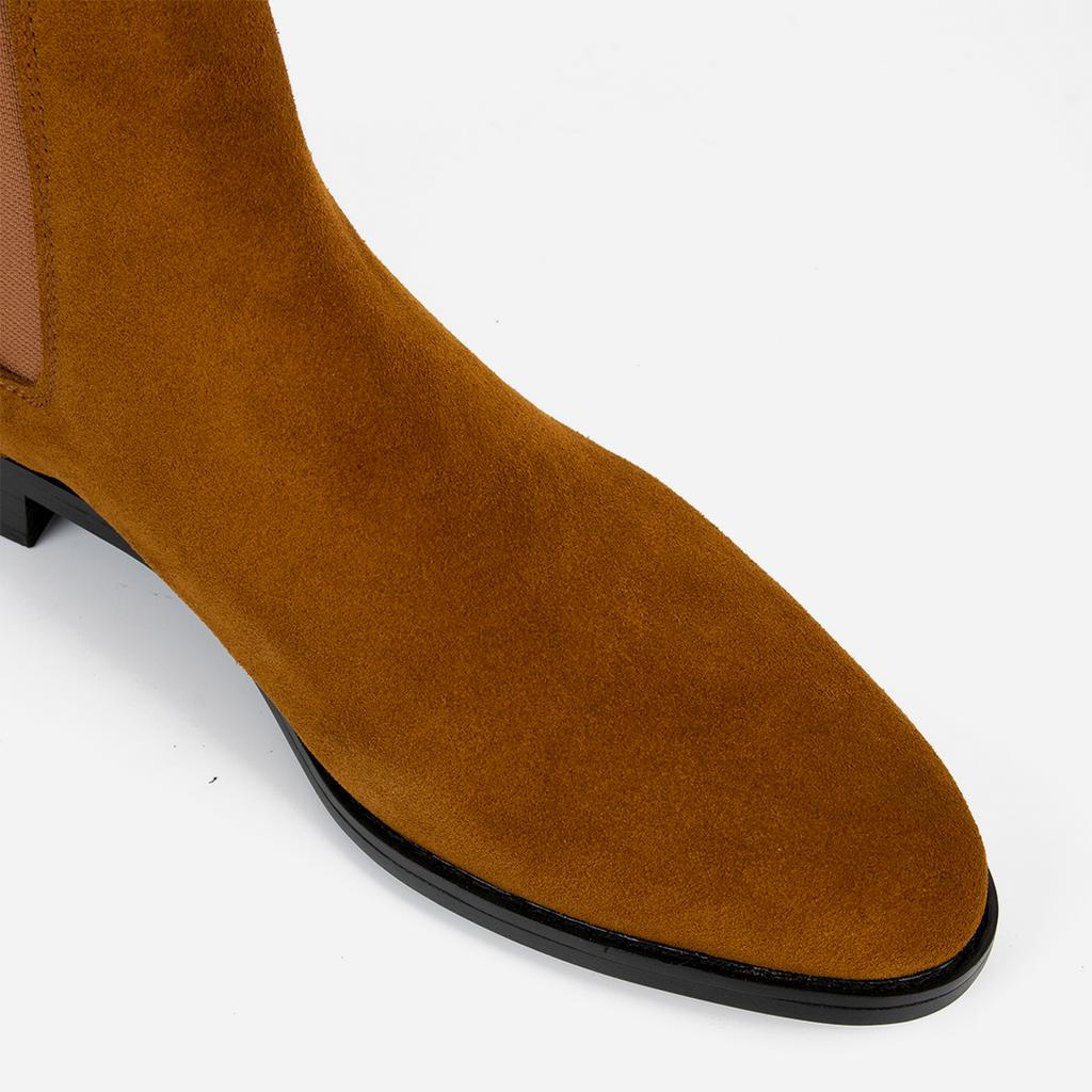 Giày Chelsea boots nam da lộn nâu, da bò cao cấp nhập khẩu handmade August shoes AG1V  chính hãng bảo hành 12 thá