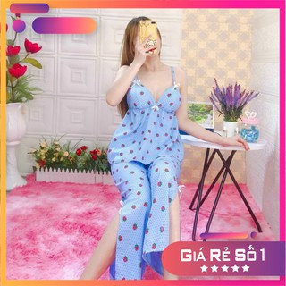 Các kiểu đồ bộ may bằng vải lụa cổ yếm mặc nhà hay đi chơi đều được