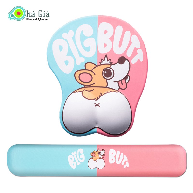 Bộ Lót Chuột & Kê Tay Bàn Phím BIG BUTT ( Bàn Di Chuột 3D Silicon Chống MỎi, Rẻ Đẹp, Cute Dễ Thương, mouse pad gaming )