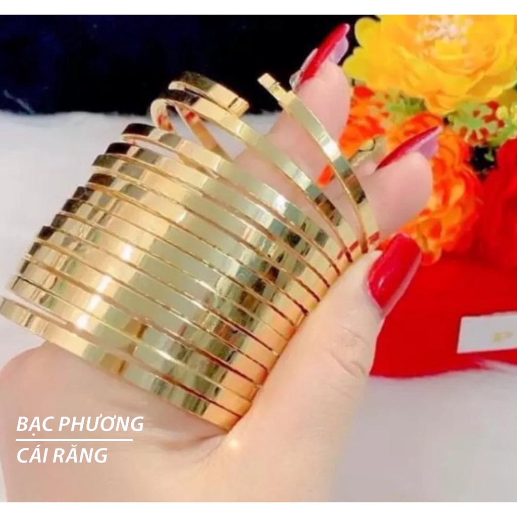 BỘ 7 CHIẾC VÒNG XIMEN TRƠN BẢN VUÔNG MẠ VÀNG 18K