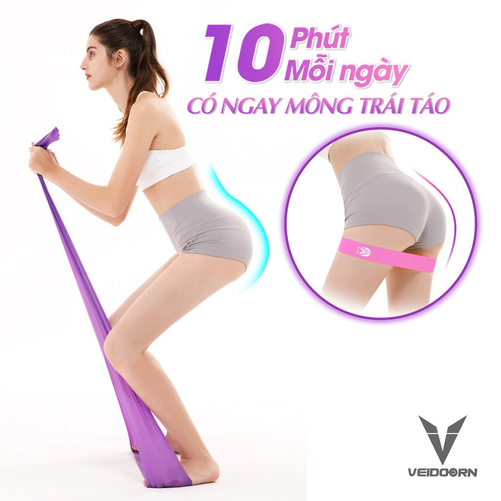 Dây Đàn Hồi Kháng Lực Veidoorn, Dây Thun Tập Yoga Gym, Dây Cao Su Tập Thể Dục, Phụ Kiện Tập Gym Nữ - AMBERVIETNAM