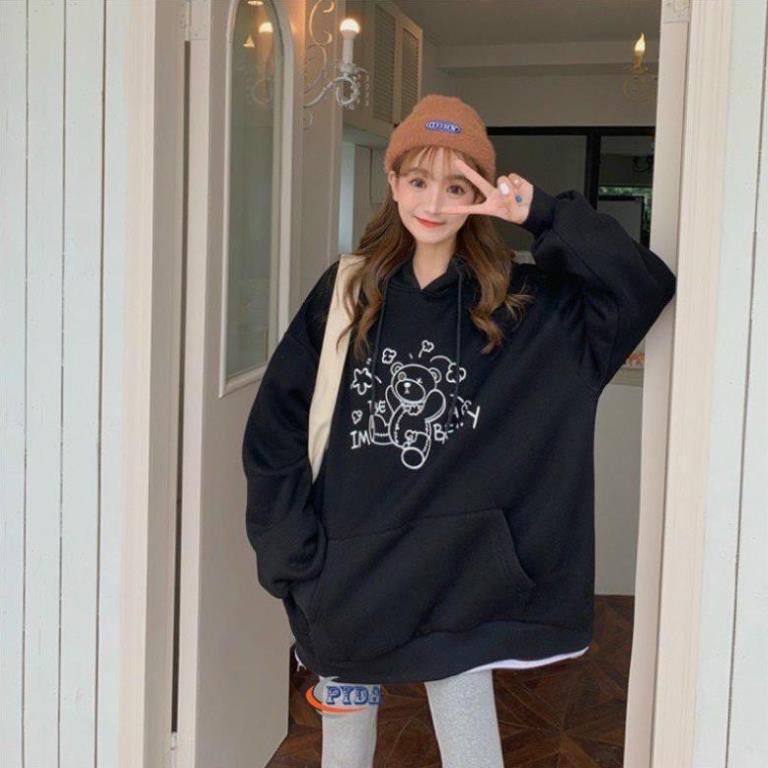 Áo Hoodie Nữ, Áo Hoodie From Rộng Chất Thun Nỉ Ngoại In Hình Gấu, Nón 2 Lớp, In Cực Đẹp | BigBuy360 - bigbuy360.vn