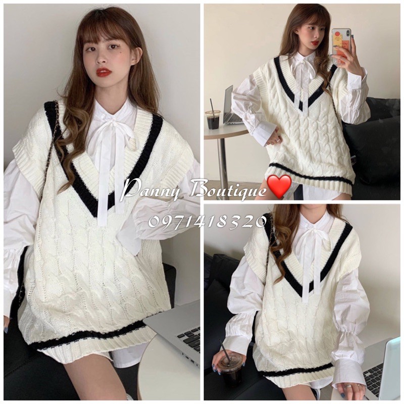 [Order có ảnh thật] Set Áo len gile và sơmi trắng kiểu nữ sinh 👩🏼‍🎓,  style ulzzang Hàn Quốc 🌻 Panny Boutique 🌻