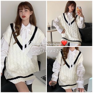 Bộ 2 áo len gile và sơmi trắng kiểu nữ sinh, style ulzzang Hàn Quốc 🌻 Panny Boutique 🌻