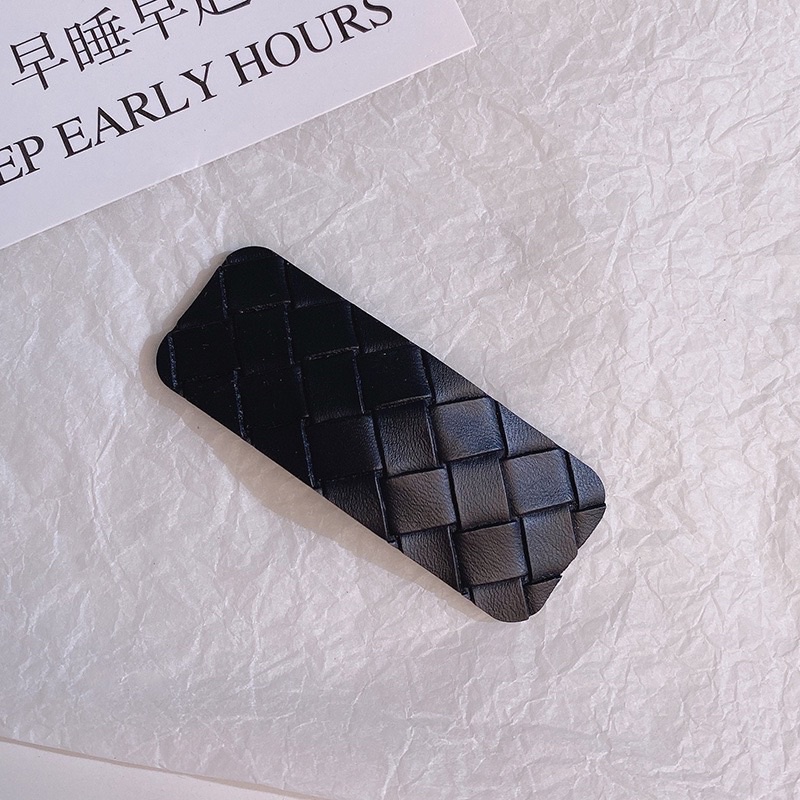 Kẹp Tóc Da PU Màu Cafe Phong Cách Hàn Quốc Cho Phái Nữ