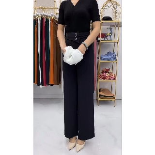 Quần ống suông cạp dây