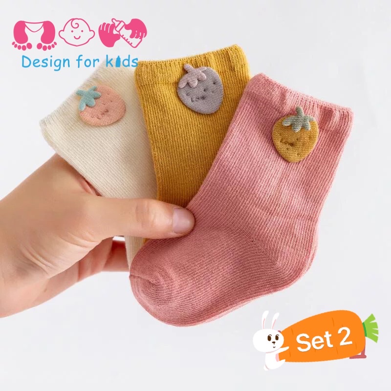 Set 3 đôi tất len đính họa tiết dễ thương cho bé trai và bé gái