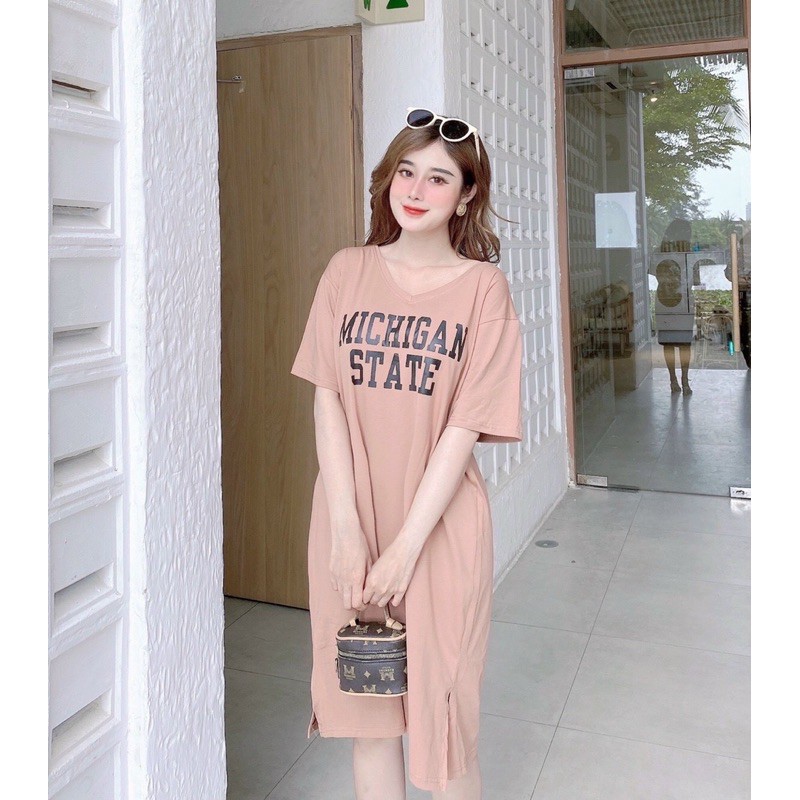 Đầm THUN THÁI form rộng có túi-xẻ tà (bao chất đẹp) | BigBuy360 - bigbuy360.vn