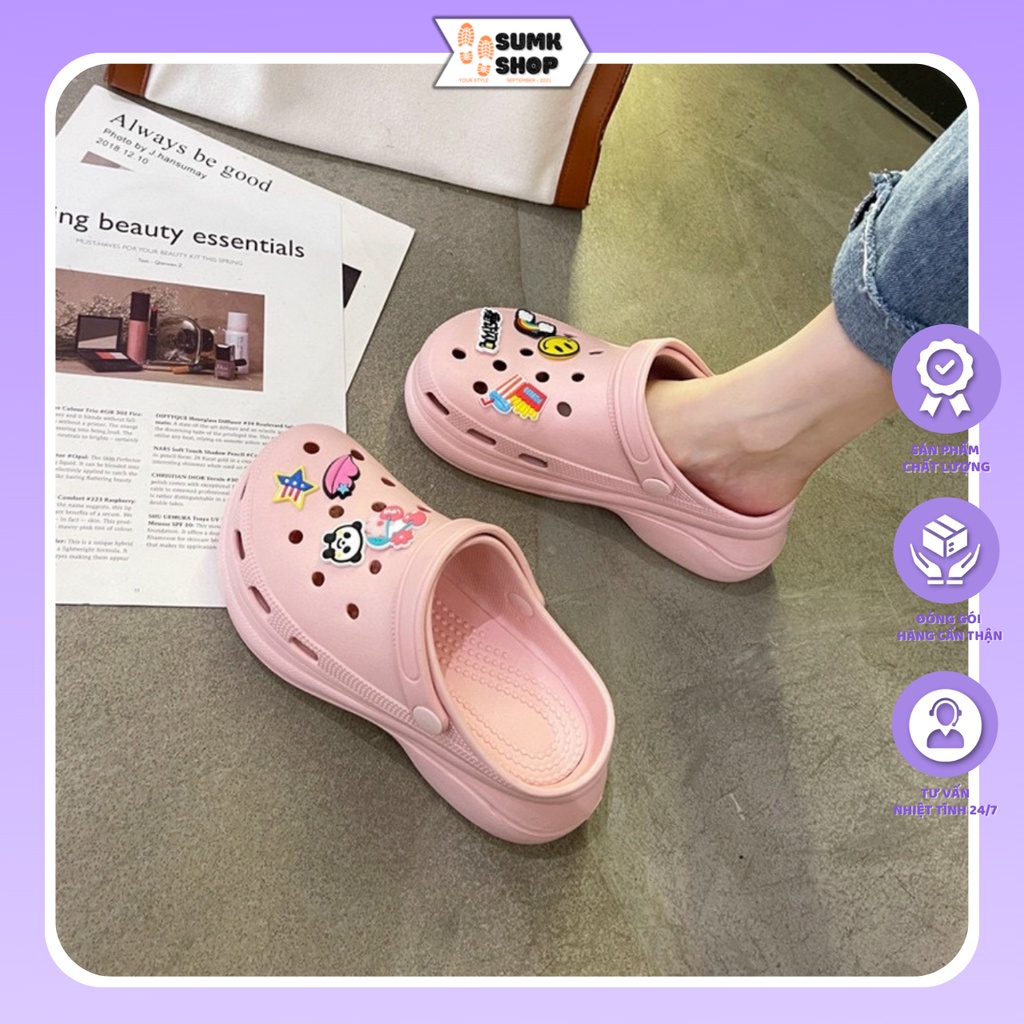 Dép Cross cực cute, chất liệu cao su non đi êm chân, có đính sticker siêu đáng yêu😍