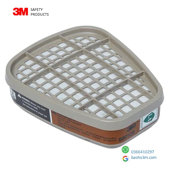 3M 6001CN-phin lọc mặt nạ phòng độc 3M lọc mùi sơn, xăng, dầu, benzen, phòng khói độc