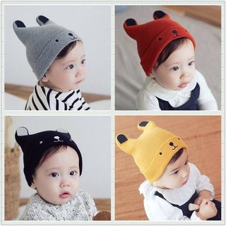 Knitted baby hat/cartoon embroidery bear hat/cotton baby hat