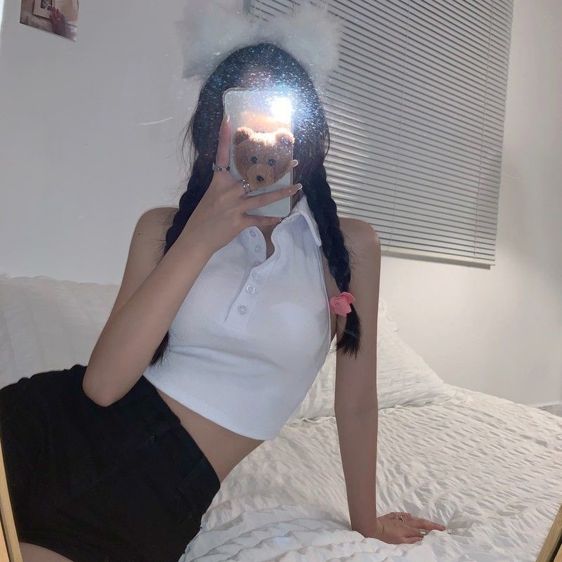 Áo cổ Polo màu sắc trơn quyến rũ cho nữ COZOK