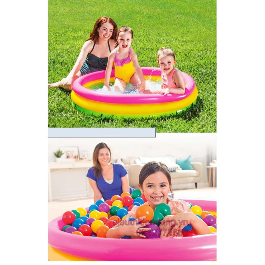 [Nội thất nhỏ xinh] Bể phao bơi 3 tầng thành cao 35cm hồ bơi bơm hơi cho trẻ em bé Sản phẩm như mô tả