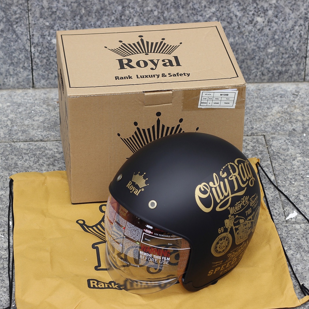 [Chính hãng] Nón bảo hiểm kính âm Royal M139 V5 đen (tặng balo rút)