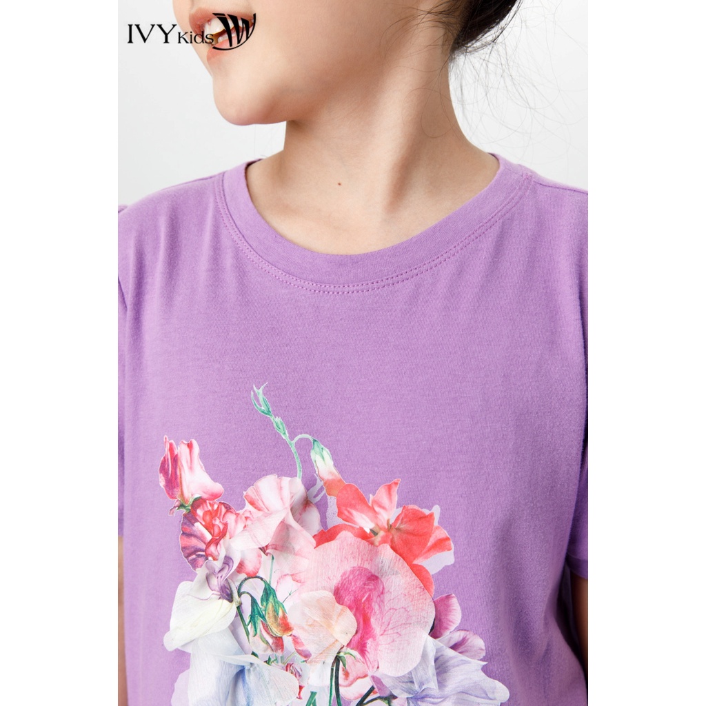 Đầm thun bé gái đính ruy băng IVY moda MS 42G1520