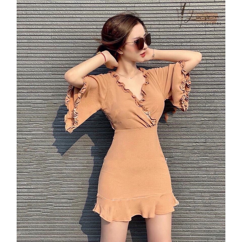 Đầm nữ dự tiệc hở lưng thời trang vải đũi cao cấp