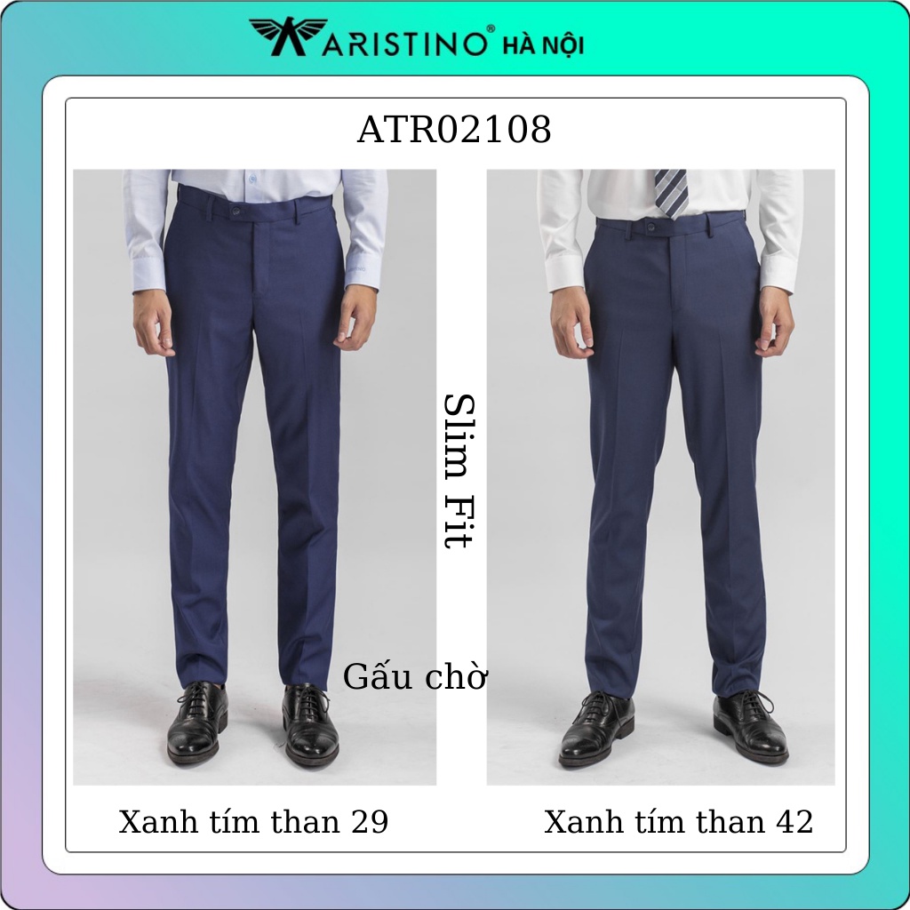 Quần tây công sở nam Aristino xanh tím than dáng slim fit chất liệu polyester cao cấp mềm mịn ATR02108