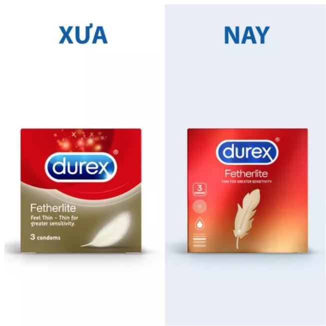 (CHE TÊN) Bao cao su SIÊU MỎNG Durex Fetherlite hộp 3 bao