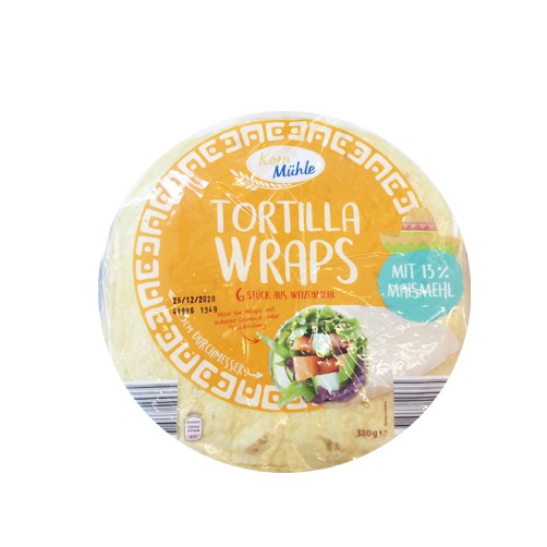 Vỏ bánh Tortilla 15phần trăm ngô hiệu Korn Muhle gói 380g 6 chiếc