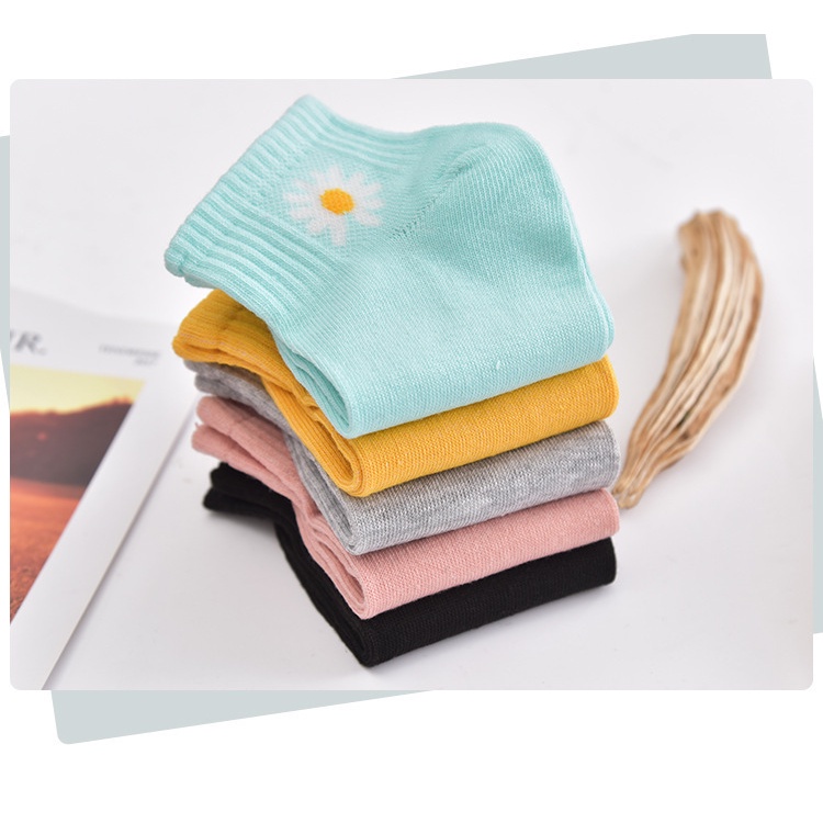 Combo 10 đôi tất nữ cổ ngắn Hoa Cúc kute tặng kèm túi rút dễ thương