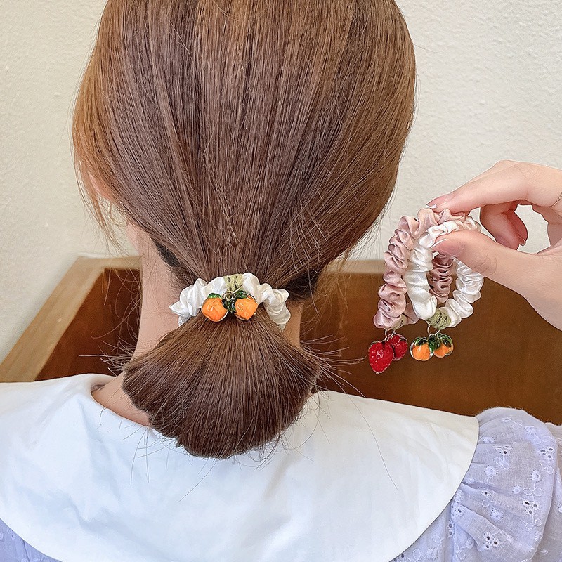 Dây Buộc Tóc Vải Scrunchies Quả Siêu Hot Trend