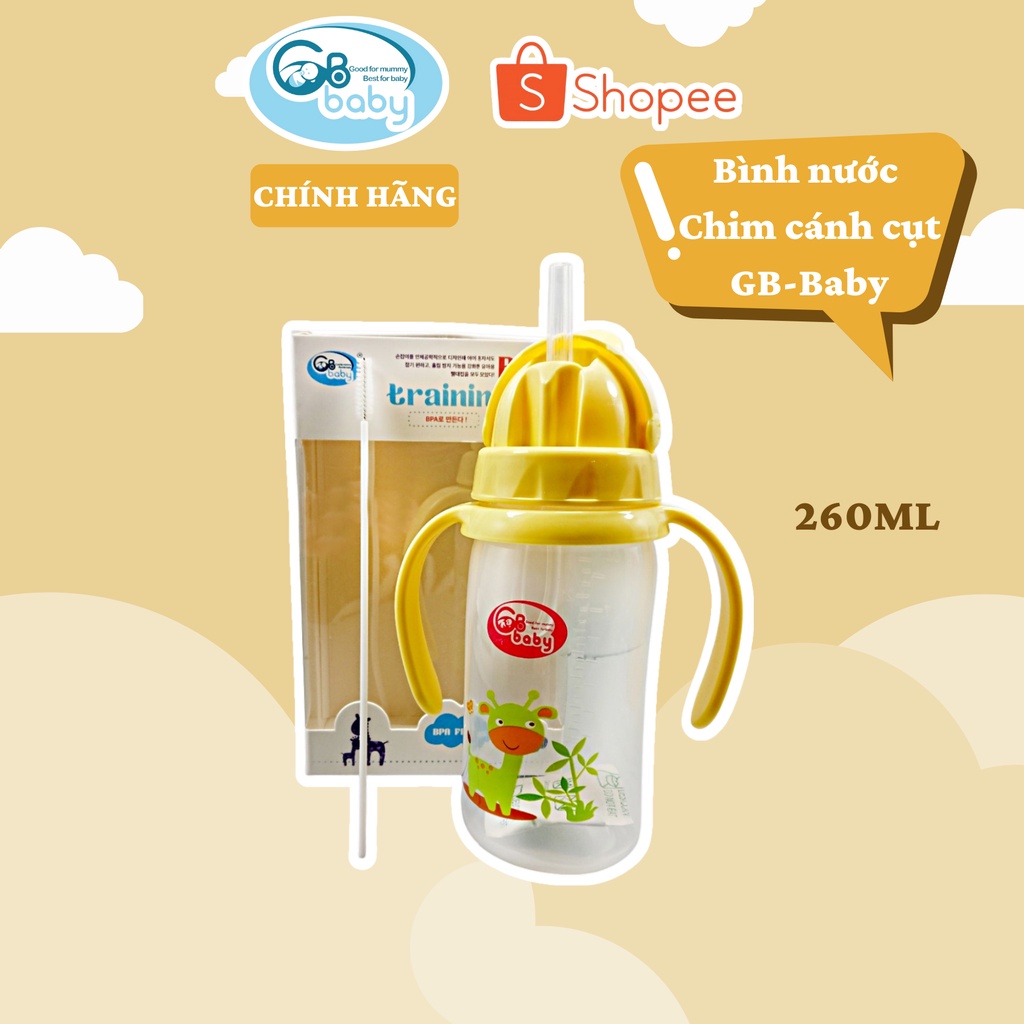 Bình tập uống nước Chim Cánh Cụt GB-Baby 260ML Chính Hãng