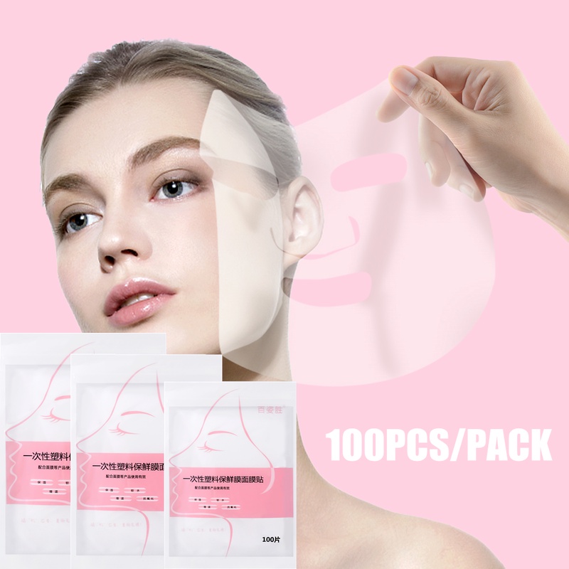 Set 100 Mặt Nạ Nhựa Trong Suốt Siêu Mỏng Dưỡng Ẩm Da Mặt