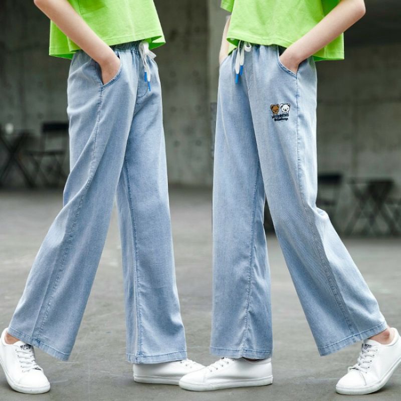 Quần bò giấy xuông hình năng động cho bé gái (size đại)