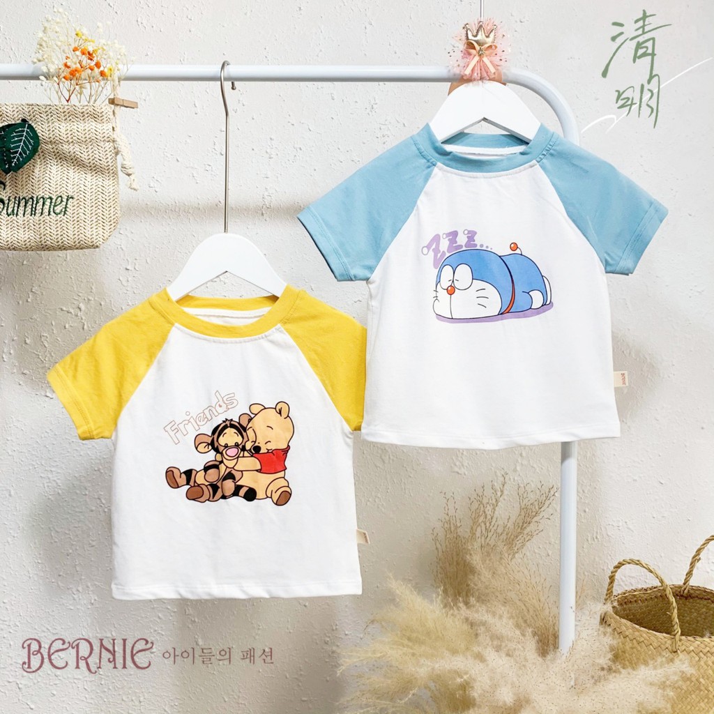 Áo phông cotton in hoạ tiết hoạt hình, áo thun unisex cho bé