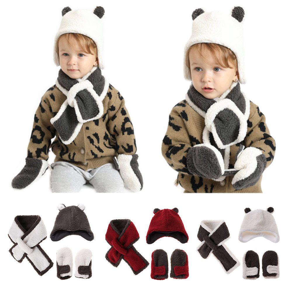 SUMU Bộ Khăn Choàng + Găng Tay + Mũ Vải Cotton Kiểu Dáng Dễ Thương Cho Bé