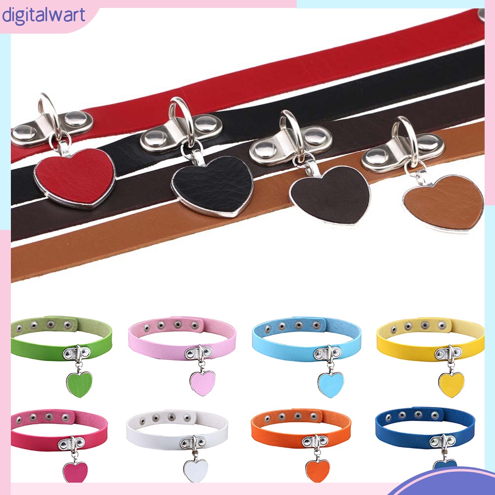 Vòng Cổ Choker Giả Da Nhiều Màu Mặt Trái Tim Độc Đáo