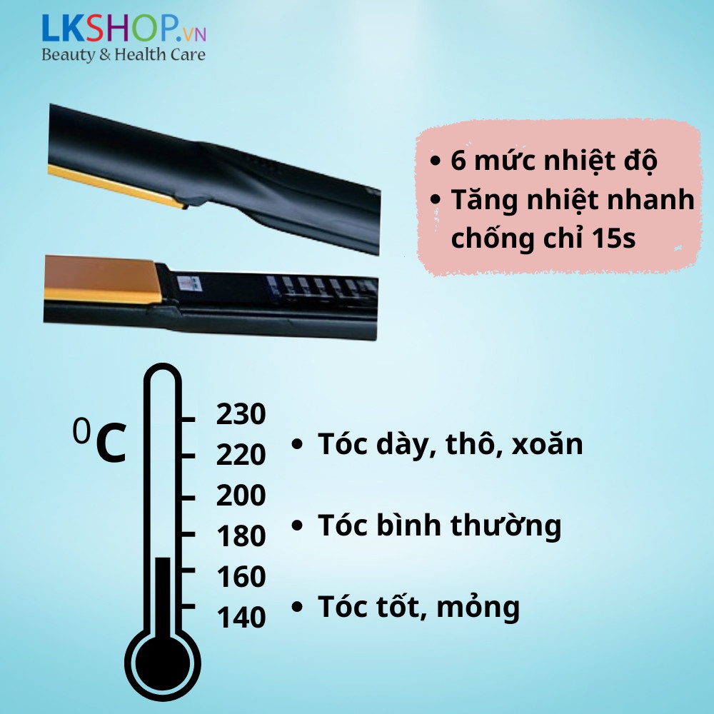 Hàng xuất Mỹ - Máy duỗi tóc phủ ceramic cao cấp, không gây hư tổn tóc, thế hệ mới tạo kiểu đa năng có thể duỗi, uốn lọn